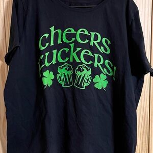 Black T-Shirt with Green Cheers Graphic